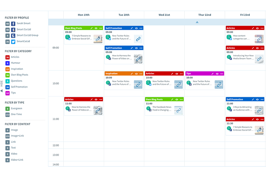 SmarterQueue Visual Calendar & Social Media Posting Plan